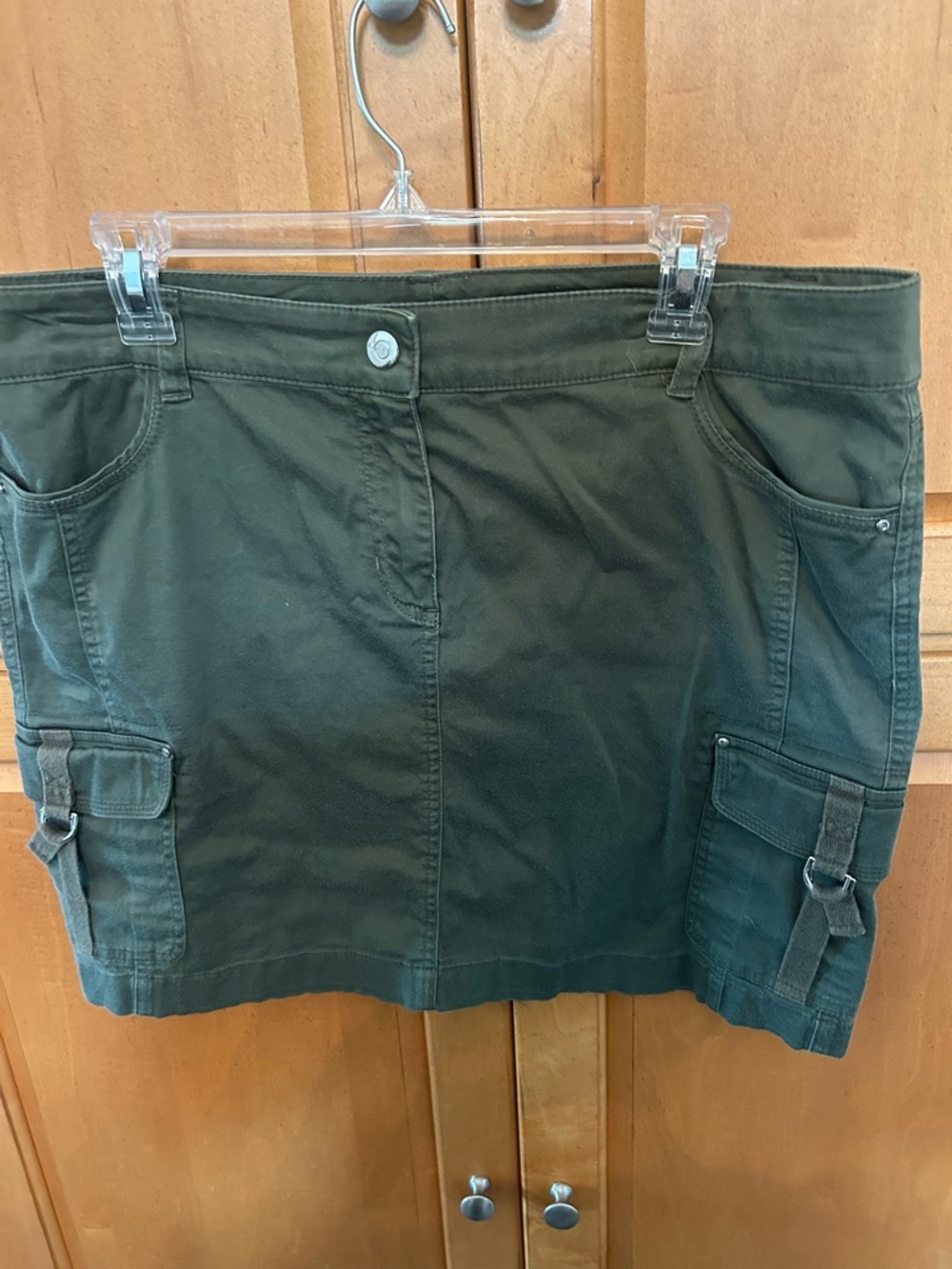 White House Black Market Olive Green Cargo Mini Skirt